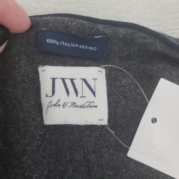 JWN mens sweater Charcoal  Italian Merino wool Size Large Fisherman quiet luxury - Picture 8 of 8